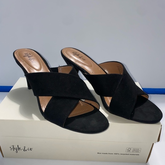 Style&Co Women Patricia Black Kitten Heel Slides 8M - Picture 4 of 7